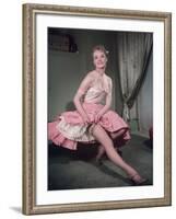 Woman Showing Garter-null-Framed Photographic Print