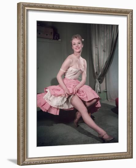 Woman Showing Garter-null-Framed Photographic Print