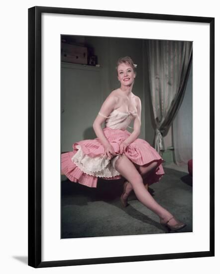 Woman Showing Garter-null-Framed Photographic Print