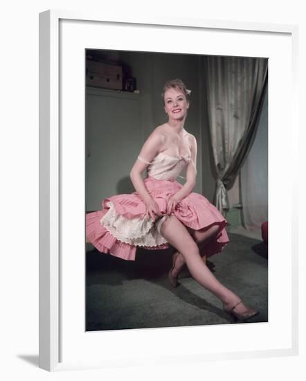 Woman Showing Garter-null-Framed Photographic Print