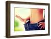 Woman Showing How Much Weight She Lost. Healthy Lifestyles Concept-B-D-S-Framed Photographic Print
