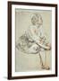 Woman Sitting and Turned Towards the Right, C1716-Jean-Antoine Watteau-Framed Giclee Print