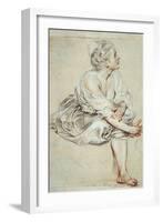 Woman Sitting and Turned Towards the Right, C1716-Jean-Antoine Watteau-Framed Giclee Print