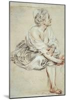 Woman Sitting and Turned Towards the Right, C1716-Jean-Antoine Watteau-Mounted Giclee Print