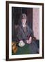 Woman Sitting at a Table (Oil on Canvas)-Harold Gilman-Framed Giclee Print