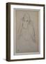 Woman sitting at the water's edge. Around 1867-1868. Black pencil on velin paper.-Edgar Degas-Framed Giclee Print