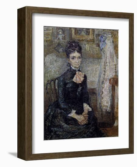 Woman Sitting by a Cradle-Vincent van Gogh-Framed Art Print