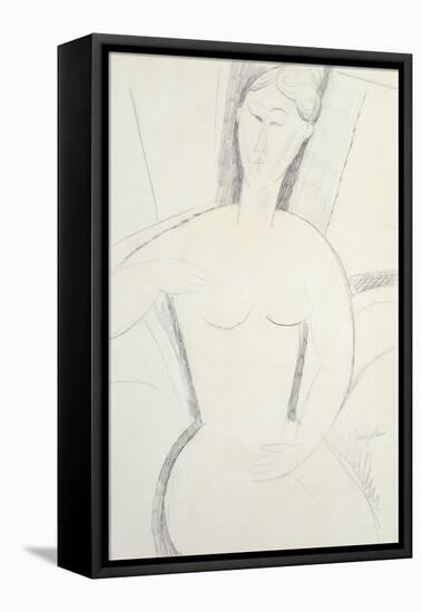 Woman Sitting Down by Amedeo Modigliani-Amedeo Modigliani-Framed Stretched Canvas