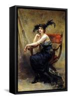 Woman Sitting in a Dagobert Armchair-Madeleine Lemaire-Framed Stretched Canvas