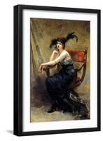 Woman Sitting in a Dagobert Armchair-Madeleine Lemaire-Framed Giclee Print