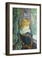 Woman Sitting in a Garden-Henri de Toulouse-Lautrec-Framed Art Print