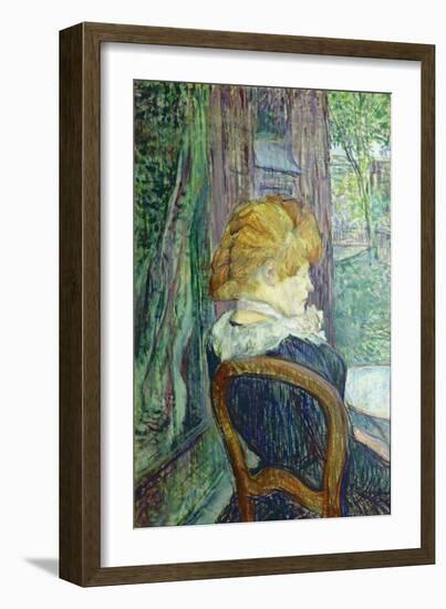 Woman Sitting in a Garden-Henri de Toulouse-Lautrec-Framed Art Print