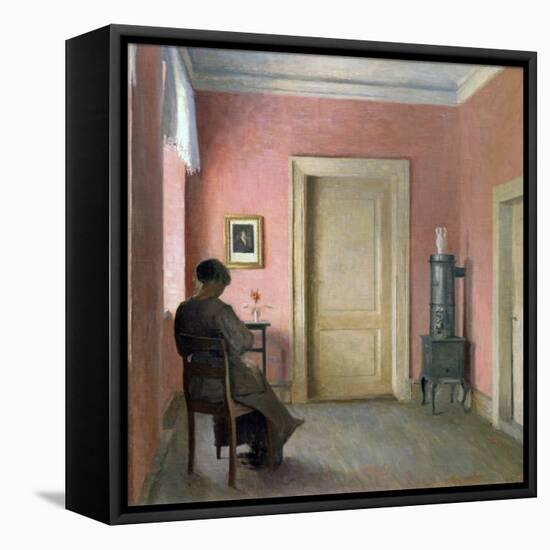 Woman Sitting in an Interior, 1915-Peter Vilhelm Ilsted-Framed Stretched Canvas