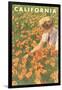 Woman Sitting in Poppies, California-null-Framed Art Print