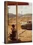 Woman Sitting in Rocking Chair on Veranda Playing with Baby on Her Lap-Andreas Feininger-Stretched Canvas