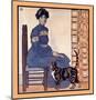 Woman Sitting on a Chair Holding a Book with a Cat Looking On-Edward Penfield-Mounted Premium Giclee Print