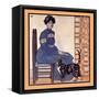 Woman Sitting On A Chair Holding A Book With A Cat Looking On-Edward Penfield-Framed Stretched Canvas