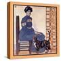 Woman Sitting On A Chair Holding A Book With A Cat Looking On-Edward Penfield-Stretched Canvas