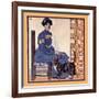 Woman Sitting On A Chair Holding A Book With A Cat Looking On-Edward Penfield-Framed Art Print