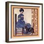 Woman Sitting On A Chair Holding A Book With A Cat Looking On-Edward Penfield-Framed Art Print