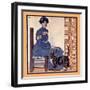 Woman Sitting On A Chair Holding A Book With A Cat Looking On-Edward Penfield-Framed Art Print