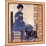 Woman Sitting On A Chair Holding A Book With A Cat Looking On-Edward Penfield-Mounted Art Print