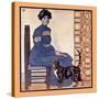 Woman Sitting On A Chair Holding A Book With A Cat Looking On-Edward Penfield-Stretched Canvas