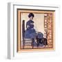 Woman Sitting On A Chair Holding A Book With A Cat Looking On-Edward Penfield-Framed Art Print