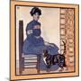 Woman Sitting On A Chair Holding A Book With A Cat Looking On-Edward Penfield-Mounted Art Print