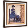 Woman Sitting on a Chair Holding a Book with a Cat Looking On-Edward Penfield-Framed Art Print