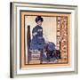 Woman Sitting on a Chair Holding a Book with a Cat Looking On-Edward Penfield-Framed Art Print