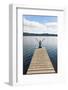 Woman Sitting on a Jetty, Lake Ianthe, West Coast, South Island, New Zealand, Pacific-Matthew Williams-Ellis-Framed Photographic Print