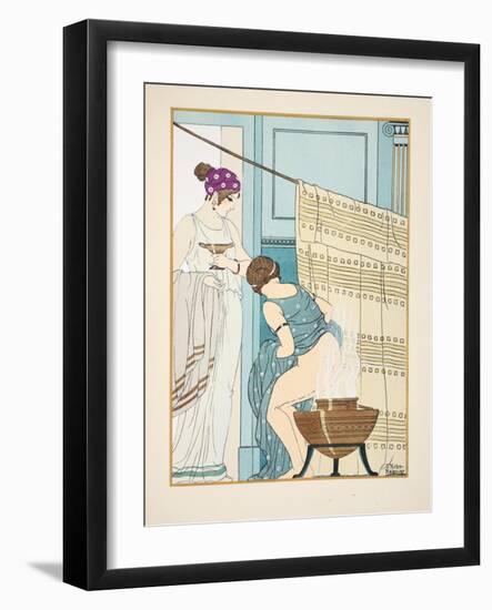 Woman Sitting on a Large Pot, Illustration from 'The Works of Hippocrates', 1934 (Colour Litho)-Joseph Kuhn-Regnier-Framed Giclee Print