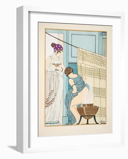 Woman Sitting on a Large Pot, Illustration from 'The Works of Hippocrates', 1934 (Colour Litho)-Joseph Kuhn-Regnier-Framed Giclee Print