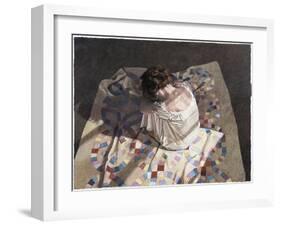 Woman Sitting on a Quilt-Helen J. Vaughn-Framed Giclee Print