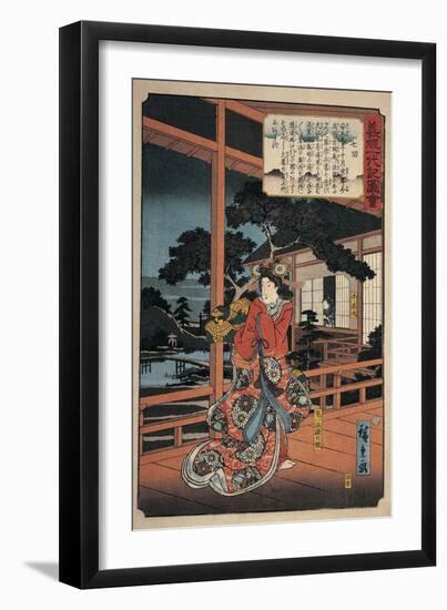 Woman Sitting on a Railing-null-Framed Giclee Print