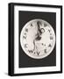 Woman Sitting on Huge Happy New Year Clock-null-Framed Photo