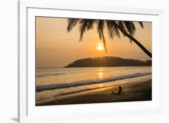 Woman Sitting on Mirissa Beach Watching the Sun Set-Matthew Williams-Ellis-Framed Photographic Print