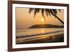 Woman Sitting on Mirissa Beach Watching the Sun Set-Matthew Williams-Ellis-Framed Photographic Print