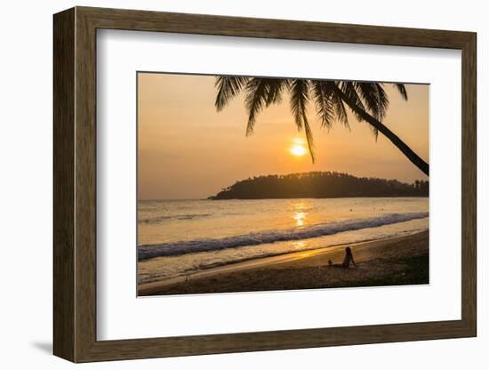 Woman Sitting on Mirissa Beach Watching the Sun Set-Matthew Williams-Ellis-Framed Photographic Print