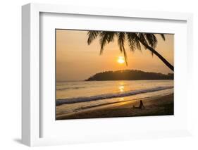 Woman Sitting on Mirissa Beach Watching the Sun Set-Matthew Williams-Ellis-Framed Photographic Print