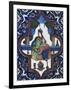 Woman Sitting, Painted Ceramic Tile, Persian Civilization, 19th Century-null-Framed Giclee Print