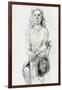 Woman Sitting Sketch-Boyan Dimitrov-Framed Art Print