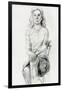 Woman Sitting Sketch-Boyan Dimitrov-Framed Art Print