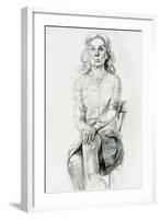 Woman Sitting Sketch-Boyan Dimitrov-Framed Art Print