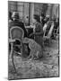 Woman Sitting with Her Pet Ocelot Having Tea at Bois de Boulogne Cafe-Alfred Eisenstaedt-Mounted Photographic Print