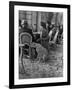 Woman Sitting with Her Pet Ocelot Having Tea at Bois de Boulogne Cafe-Alfred Eisenstaedt-Framed Photographic Print