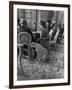 Woman Sitting with Her Pet Ocelot Having Tea at Bois de Boulogne Cafe-Alfred Eisenstaedt-Framed Photographic Print