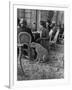 Woman Sitting with Her Pet Ocelot Having Tea at Bois de Boulogne Cafe-Alfred Eisenstaedt-Framed Photographic Print