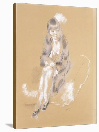 Woman Sitting-Jules Pascin-Stretched Canvas